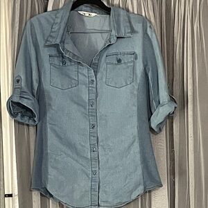 Cavalini Light Blue Denim Button-Down Shirt